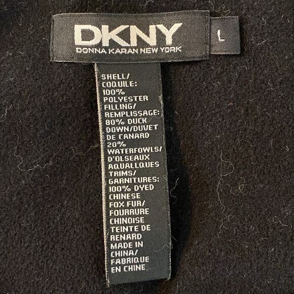 DKNY Cream Puffer Down Vest with Detachable Fox Fur Trimmed Hood Size Large - Picture 4 of 10